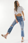 Janna Mid-Rise Distressed Classic Boyfriend Jean by Kan Can