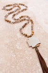 Natalie Natural Stone 32" Necklace in Natural/Brown