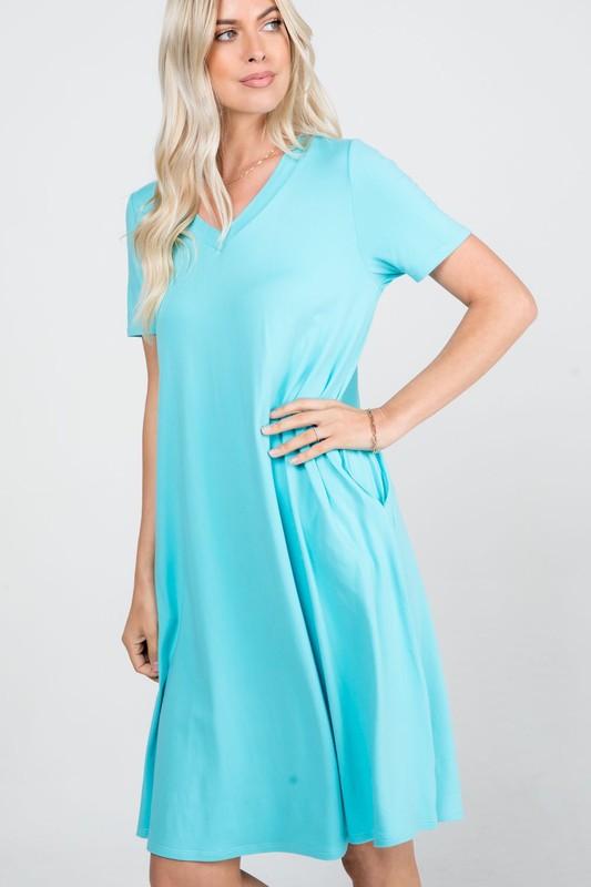 Simplici-Tee T-Shirt Dress in Capri Blue