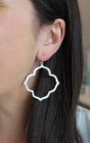 Etched Silver Quatrefoil Earrings