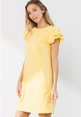 Ready to Celebrate Ruffle Sleeve Dress in Yellow