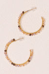 Paisley Beaded Hoop Earrings in Pink and Gold