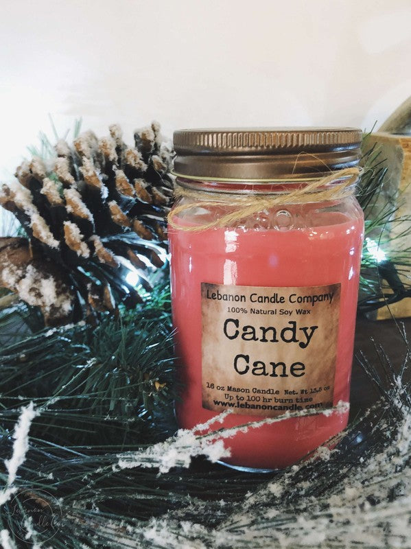 Candy Cane 16 oz. Mason Jar Soy Candle