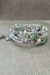 Kayla Silver and Natural Stone Beaded Coil Bracelet