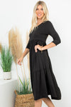 A Joy Forever Tiered Midi Dress in Black