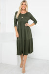 A Joy Forever Tiered Midi Dress in Olive - Curvy