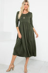 A Joy Forever Tiered Midi Dress in Olive - Curvy