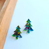 Sparkly Confetti Tree Stud Earrings in Green