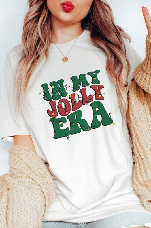 In My Jolly Era Graphic Tee in White - Curvy