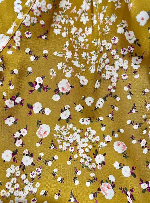 Rose Garden Floral Print Blouse in Mustard - Curvy