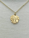 14K Gold Plated 16.5" Monstera Leaf Necklace