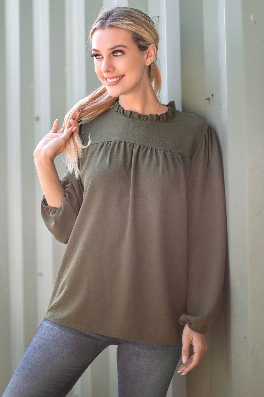 Ever So Sweet Blouse in Olive