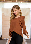 On the Move Embossed Print Top in Chocolate
