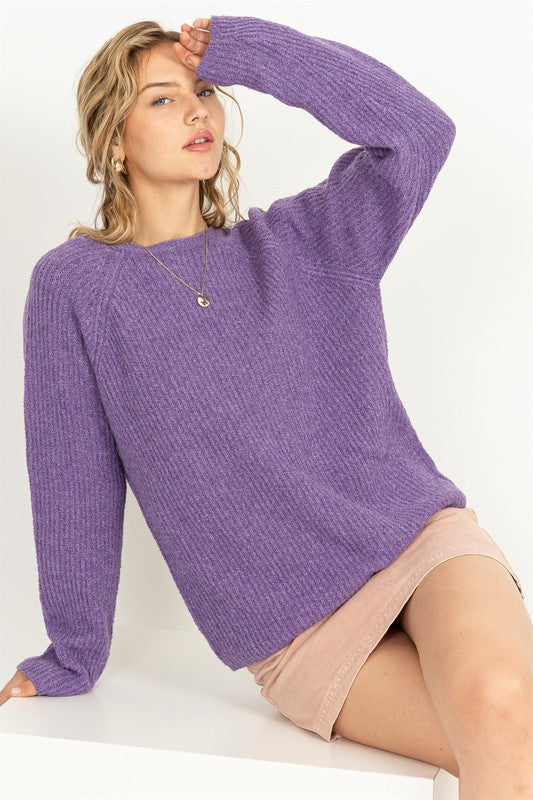 It's So Timeless Ribbed Sweater in Amethyst