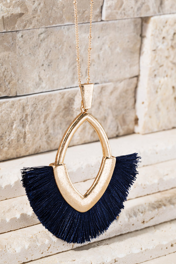 Need You Now Tassel Necklace in Navy - Accessory - MIA Boutique LLC